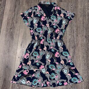 Banana Republic Navy Blue Floral Dress Size 8 Goregeous Pattern